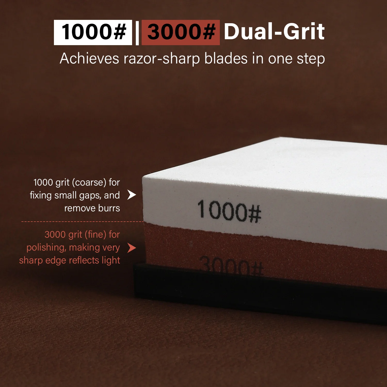 Double Sided Corundum Whetstone Knife Sharpener 1000/3000 Grit | WUTA