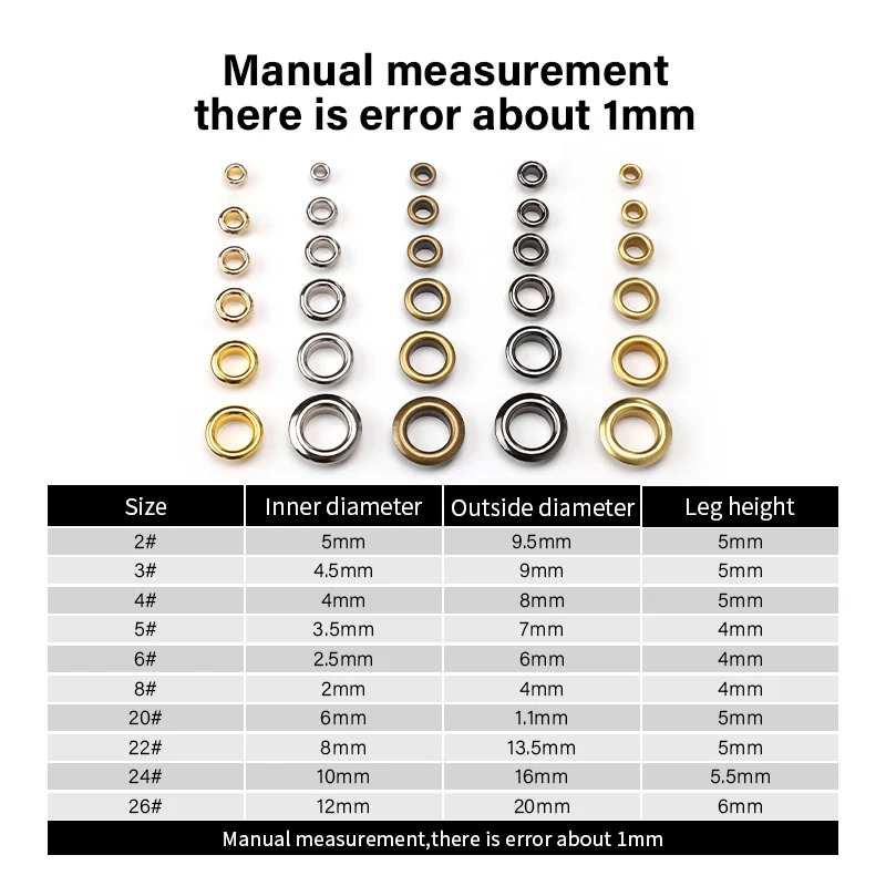100sets Brass Eyelets with Washer Ring for Leathercraft | WUTA