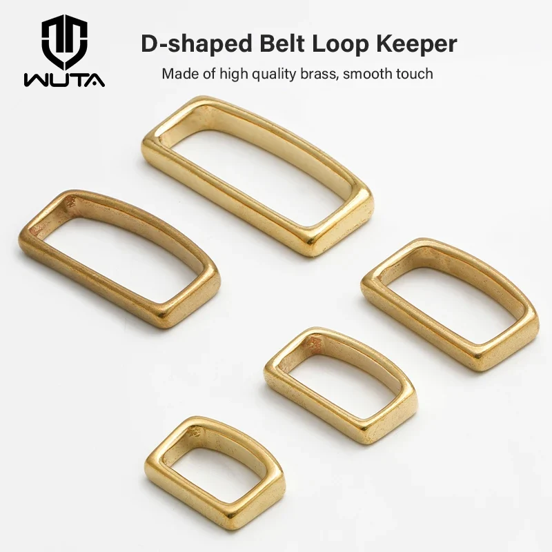 D-Shape Belt Keeper Solid Brass Belt Strap Loop Ring Buckle | WUTA