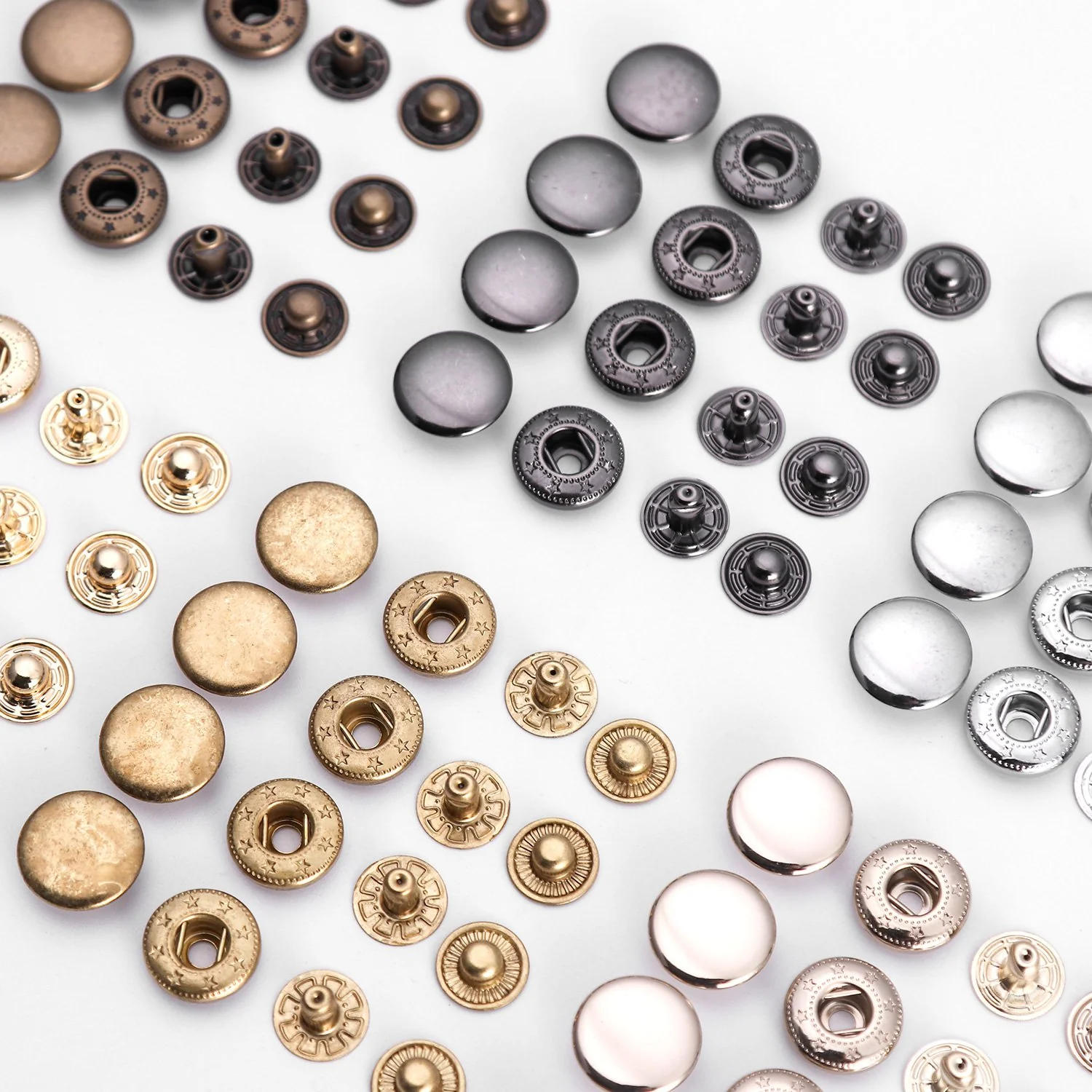 20set Solid Brass Snap Fasteners Metal Snaps Button 8/10/12.5/15mm | WUTA