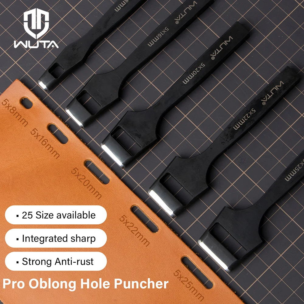 WUTA Leather Belt Hole Puncher Oval Hole Strap Watch Band Flat Punches Heavy Duty Oblong Punch Tools