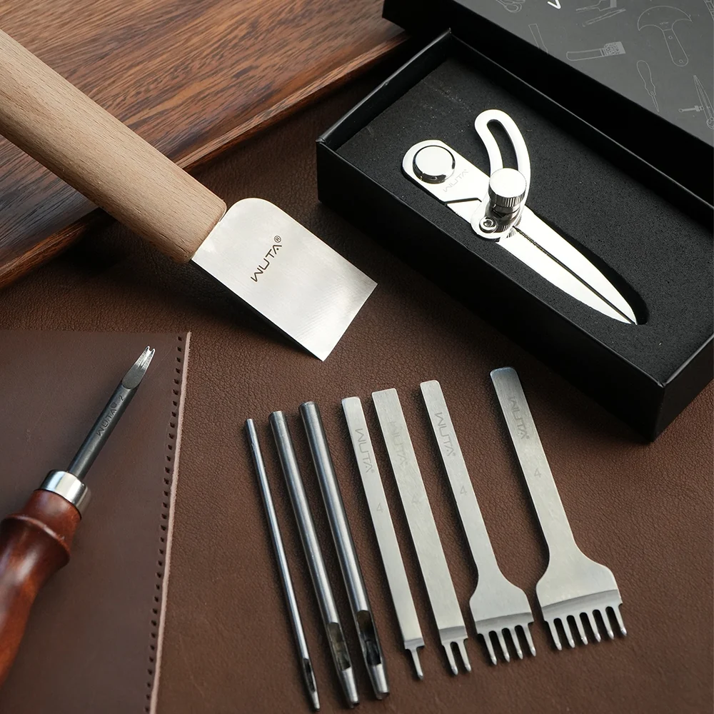 WUTA 74Pcs Leather Craft Kit Tool Set for Beginners Entry-Level DIY Punching Sewing Tool Kits